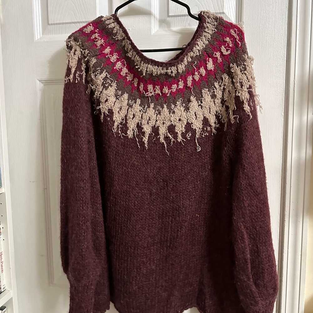 Red Nordic Patterned Sweater